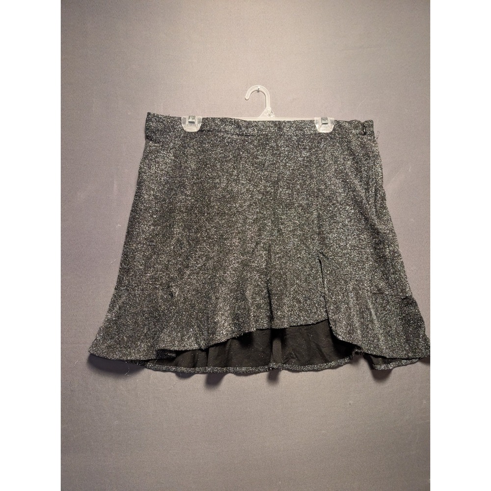 Michael Kors Skirt Womens XL Black Metallic Sparkle Ruffle Hem Cocktail Mini